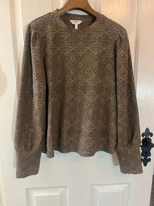 New Object Brown Lace Blouse / Top - Size Medium / Size 12