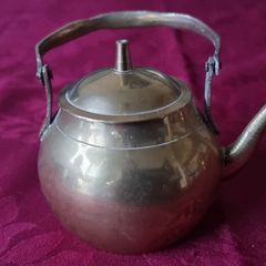 Vintage Solid Brass Decorative Small Tea Pot Ornament With Lid