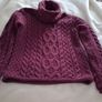 Womens Merino Wool Aran Jumper - Berry colour - Size M UK 10 - RRP 113 Image 6