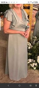 Dress for occasion, sage colour.