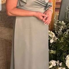 Dress for occasion, sage colour.