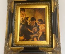 Pair of Vintage Style Framed Prints - Ornate Black & Gold Frames