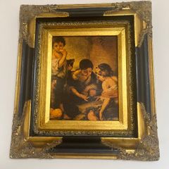 Pair of Vintage Style Framed Prints - Ornate Black & Gold Frames