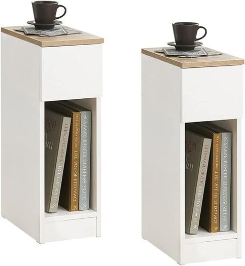 Set of 2 side tables bedside tables narrow storage tables