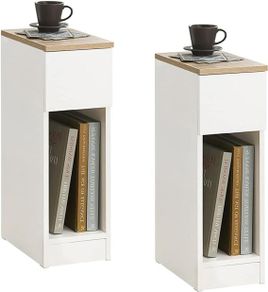 Set of 2 side tables bedside tables narrow storage tables