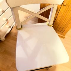 White wooden cross-back bar stool