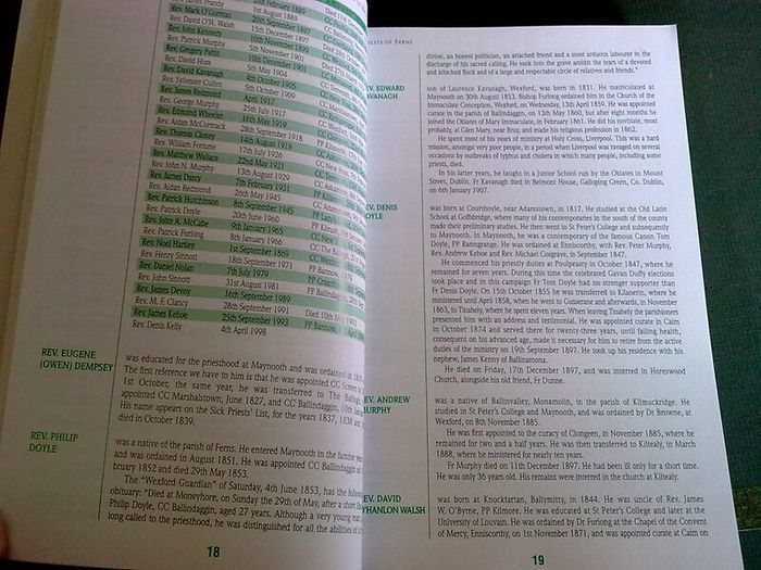 The secular priests of the Diocese of Ferns Ireland Irish genealogy Wexford