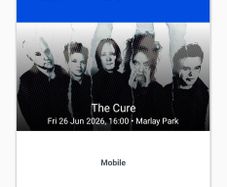 The Cure VIP FRONT ticket Marlay Park 26th June