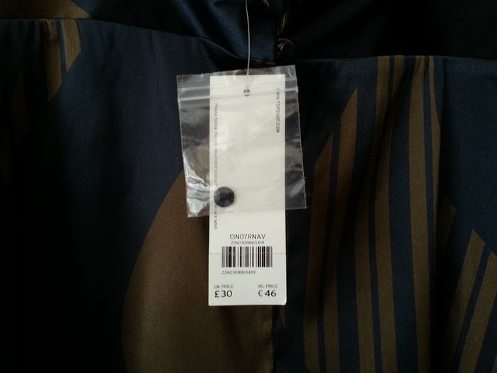 Topshop navy/bronze satin top size 10