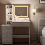 Dressing Table with LED Mirror and Adjustable Lights, 90cm White Vanity Desk Image 5