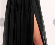 Sequin Tulle Maxi Dress with Split
