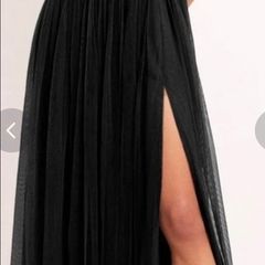 Sequin Tulle Maxi Dress with Split