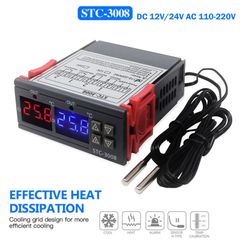 STC-3008 KT99 Dual Digital Temperature Controller Two Relay Output 12V 24V 220V Thermoregulator Thermostat With Heater Cooler