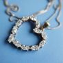 Sterling Silver 925 Pendant Necklace Open Heart with Stones 6,3g - 18" Image 2