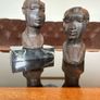 Pair of Vintage Mid Century African Art Hardwood Bust Carvings Image 2