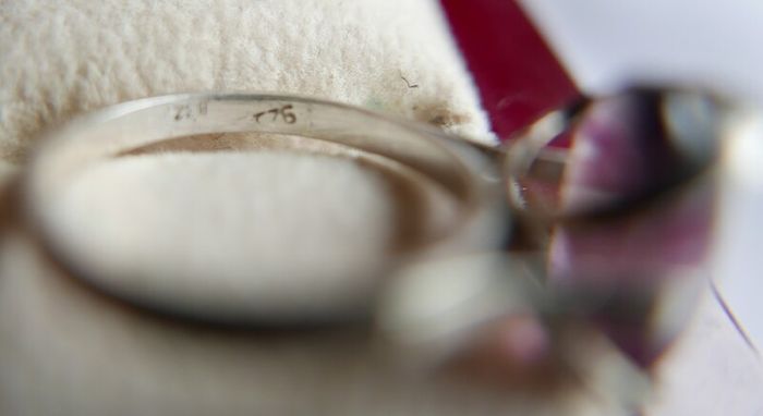 Vintage Sterling Silver 925 Purple Striped Agate Ring size P - 2,82g