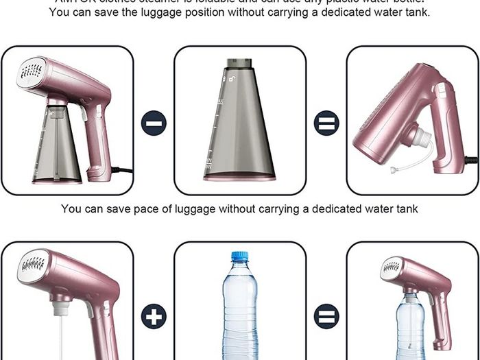 Fast Heat Up Foldable Steamer HandHeld Steamers for Fabric Steamer, 320ML Large Detachable Water Tank for Home and Travel Steam Fabric Steamer Wrinkle Remover 1500W (FREE POSTAGE)