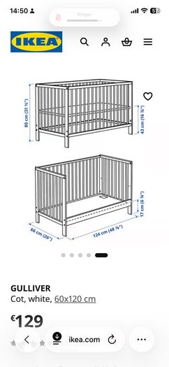 ikea gulliver cot bed & baby elegance mattress