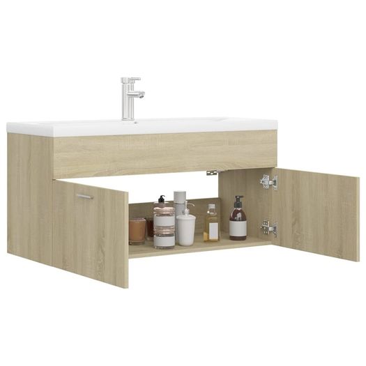 Sink Cabinet with Built-in Basin Sonoma Oak Chipboard