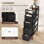 4 Drawer Fabric Dresser Chest of Drawers, Slim Storage Cabinet with Steel Frame for Small Spaces, Bedroom, Black4 Drawer Fabric Dresser Chest of Drawers, Slim Storage Cabinet with Steel Frame for Small Spaces, Bedroom, Black Image 3
