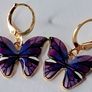 Mini Hoop Purple Butterfly Drop Earrings Image 3