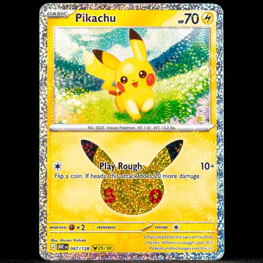 Pikachu 047/128 Holo Rare 25/30 30th Celebration Anniversary Pokemon Card