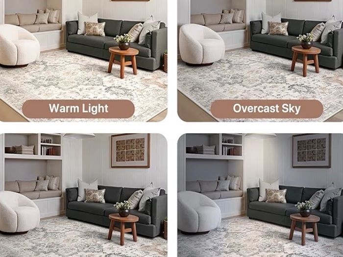 160x230cm, Vintage Rug, Boho Area Rugs, Non-Slip Carpet, Low Pile, Non-Shedding, Traditional Oriental Printed Design, Dining Room, Home Office, Bedroom