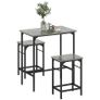 Bar Table Set Bar Table with Bar Stool Set Dining Table with 2 Chairs with Non-Slip Foot Pads Gray Image 2