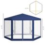 4m Hexagon Gazebo Party Tent, Screen House Patio Canopy Event Shelter for Activities, Shade Resistant, Blue Image 3