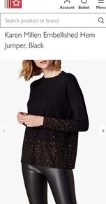 Karen Millen Embellished Hem Black Jumper UK 12