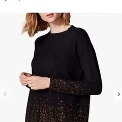Karen Millen Embellished Hem Black Jumper UK 12