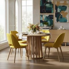 Tovo Extendable Round Dining Table Laminated up140