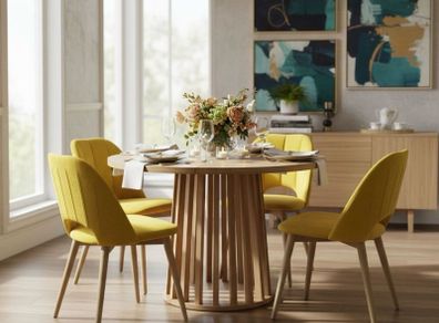 Tovo Extendable Round Dining Table Laminated up140