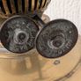 Oil Lamp Antique Victorian Brass Column Oil Lamp  Duplex English Made with Etched Glass Globe & Chimney Image 4