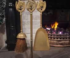 Lovely 1930s Brass Fireside Companion Horse Set