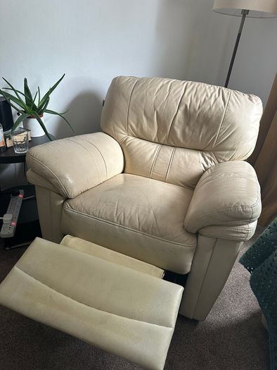 3 seater Leather with recliner Sofa and 2 arm chair recliners