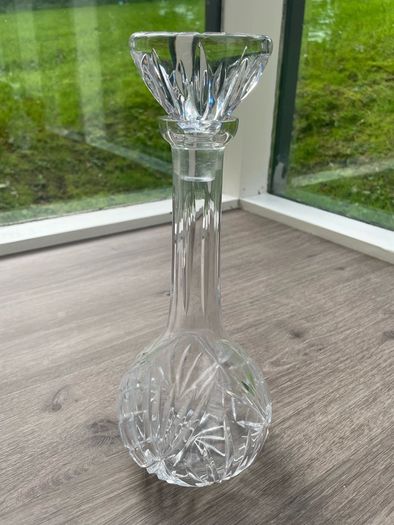 Large Cut Crystal Glass Decanter with Stopper, 35cm, Heavy 1.44kg
