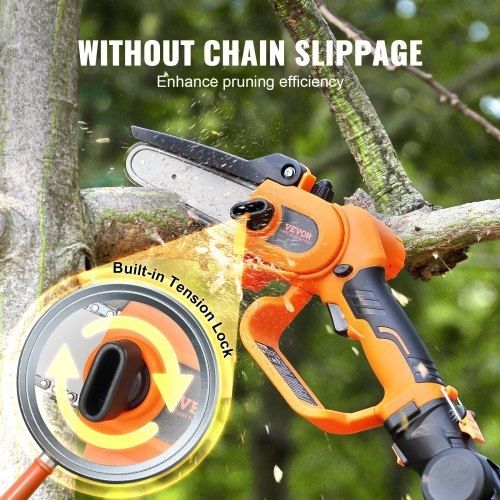 2-in-1 Cordless Pole Saw & Mini Chainsaw, 20V 2Ah Battery Pole Chainsaw, 12.7cm Cutting Capacity 243.8 cm Reach Pole Saw for Branch Cutting & Tree