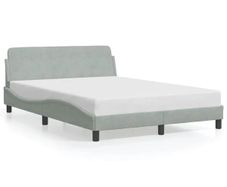 Bed Frame "Dover" Light Grey 135x190 cm Double Velvet