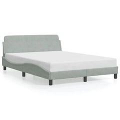 Bed Frame "Dover" Light Grey 135x190 cm Double Velvet
