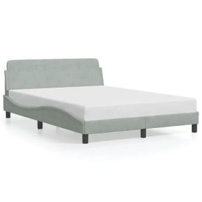 Bed Frame "Dover" Light Grey 135x190 cm Double Velvet