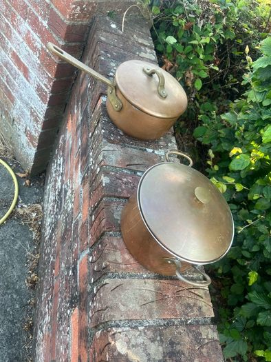 2 copper pots 7in and 8in