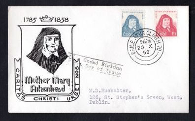 1958 Ireland Centenary of the Death of Mother Mary Aikenhead (Foundress of the Irish Sister of Charity) Commemorative Stamps Illustrated First Day Cover (FDC) with Baile Atha Cliath (Dublin) cancel
