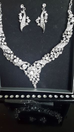 Silver Crystal  Bride's Designer Neck Piece and Earrings
