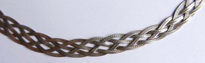 Vintage 925 Sterling Silver 5 Strands Braided Made in ITALY Necklace, length 18" - 16,1g