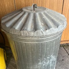 75 Lt Galvanised Bin + Black Bin With Handles