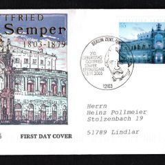 2003 Germany Bicentenary of Gottfried Semper Commemorative Stamps First Day Cover (FDC)
