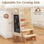 Learning Tower with Removable Step Stool, 2-in-1 Wooden Learning Tower for Kids with Blackboard, 3 Adjustable Height, Step Stool for Kitchen Bathroom Kids 2-6 Year Old Image 4