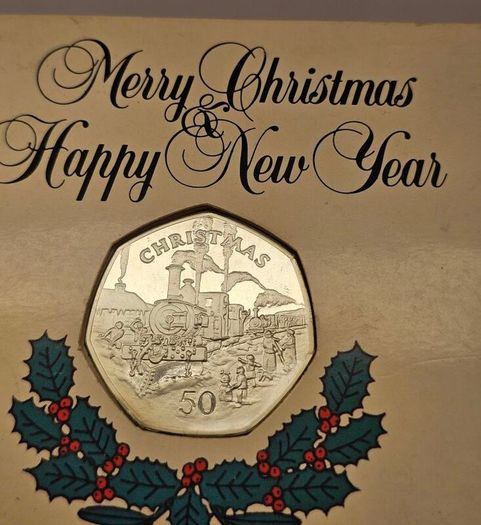 Isle of Man 1984 Silver Proof Christmas 50p Coin in Original Folder