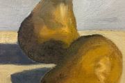Oil painting picture of the two still life pears scene